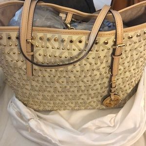 Jet set gold studded tote